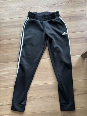 adidas Black Joggers with White Side Stripes - Kids